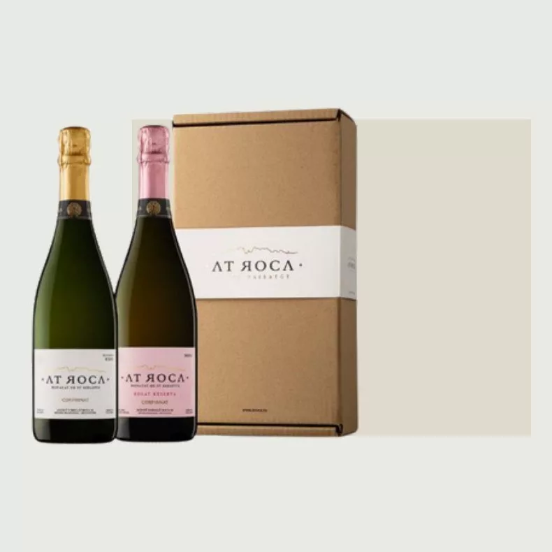 AT Roca Rosat Brut Nature Reserva - Estuche de cartón 2 botellas de 75 cl